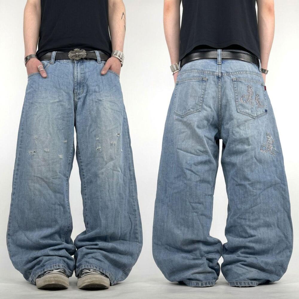 Vintage y2k stonewash grunge baggy wide leg rare skater archive jeans